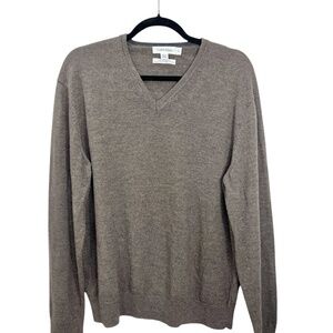 Calvin Klein 100% merino wool brown v neck pullover sweater L
